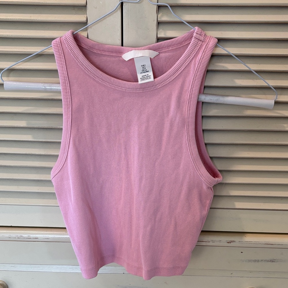 H&M Light Pink Ribbed Crop Top